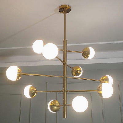 10-Light Hanging Light Fixtures Modernist Style Globe Shape Metal Chandelier Lights
