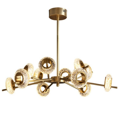 12-Light Ceiling Chandelier Minimalist Style Round Shape Metal Hanging Lamp Kit