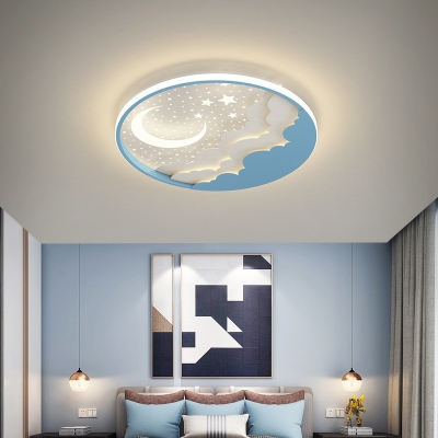 2-Light Led Flush Mount Fixture ​Minimalist Style Round Shape Metal Ceiling Lighting