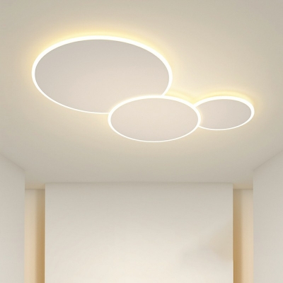 3 Circular Ring Flush Mount Ceiling Fixture White Modern Living Room Simplicity Ceiling Flush