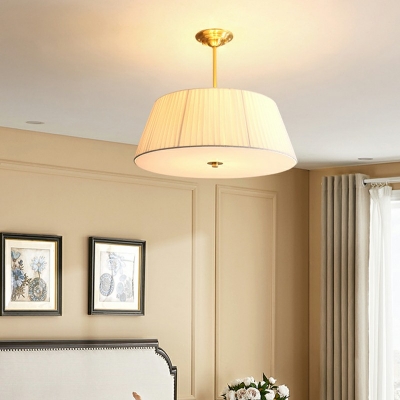 4 Light Traditional Flush Mount Ceiling Light Fabric Shade Fixtures Ceiling Lamp for Living Room