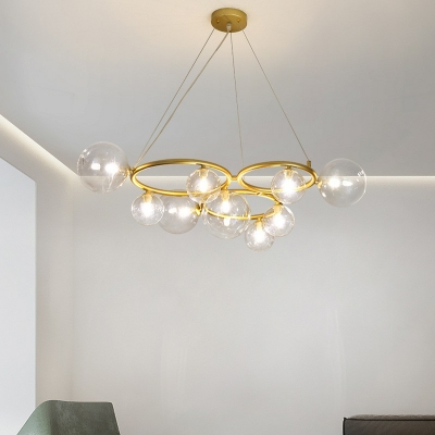 9-Light Chandelier Lighting Fixtures Traditional Style Globe Shape Glass Hanging Pendant Light