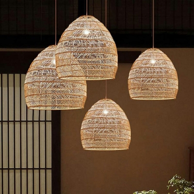 Contemporary Basket Hanging Light Fixture Bamboo Pendant Lighting Fixture