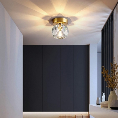 Creative Crystal Warm Decorative Semi-Flush Ceiling Fixture for Corridor Bedroom and Hall