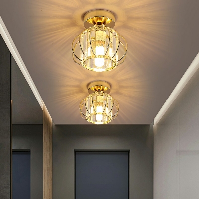 Creative Crystal Warm Decorative Semi-Flush Mount Ceiling Fixture for Corridor Bedroom and Hall