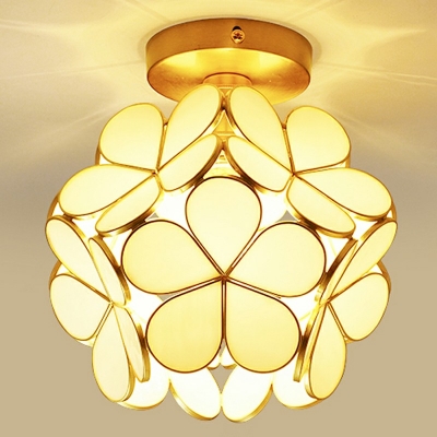 Creative Glass Colonial Style Semi-Flush Mount Ceiling Fixture for Corridor Hallway and Bedroom