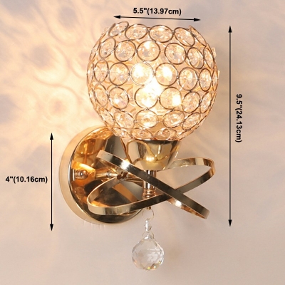 Crystal and Metal Wall Mounted Light Fixture Modern Sconce Lights for Bedroom