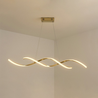 Gold LED Light Criss-Cross Chandelier Lighting Fixtures Modern Minimalist Island Ceiling Light for Dinning Room