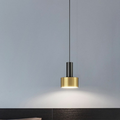 1-Light Hanging Ceiling Light Minimal Style Cylinder Shape Metal Pendant Lighting Fixtures