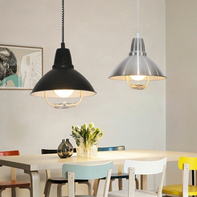 1-Light Hanging Pendant Light Industrial Style Cone Shape Metal Suspension Lamp