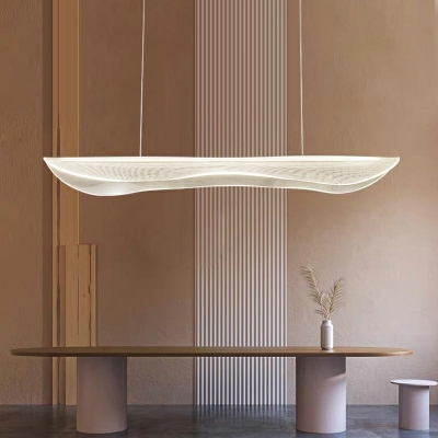 1-Light Hanging Pendant Minimal Style Liner Shape Metal Warm Light Island Lighting
