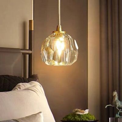 1-Light Suspension Lamp Contemporary Style Globe Shape Crystal Pendant Ceiling Lights