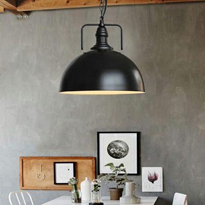 1-Light Suspension Lamp Loft Style Dome Shape Metal Hanging Light Fixtures