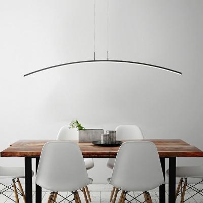 1-Light Suspension Light Minimal Style Arched Shape Metal Island Chandelier