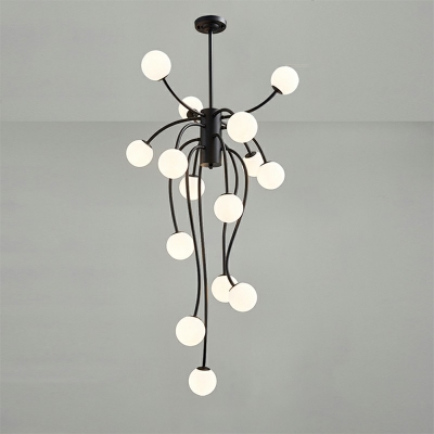 15-Light Suspended Lighting Fixture Modernist Style Globe Shape Metal Chandelier Lights