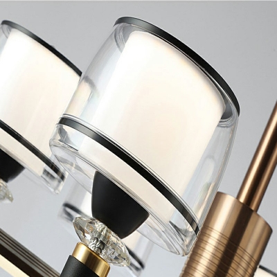 12-Light Chandelier Lighting Fixtures Modern Style Cylinder Shape Metal Suspension Third Gear Light Pendant Light