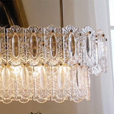 6-Light Suspension Light Minimalist Style Geometry Shape Glass Hanging Island Lights