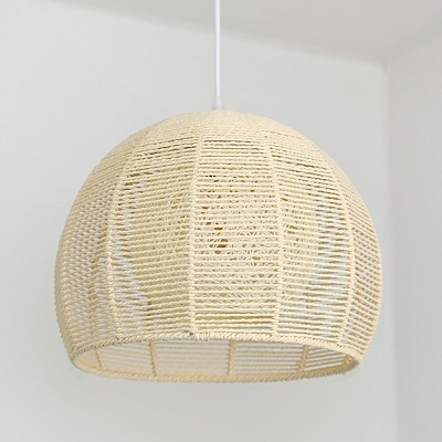 Contemporary Sphere Pendant Light Fixtures Rattan Fiber Hanging Light Fixture