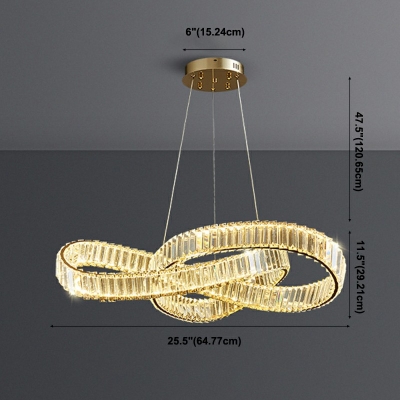 Contemporary Twisting Chandelier Light Fixture Beveled K9 Crystal Pendant Chandelier