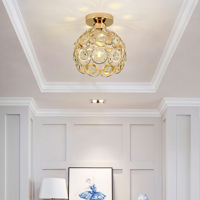 Creative Crystal Warm Semi Flush Ceiling Fixture for Corridor Bedroom and Hall