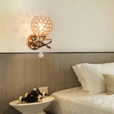 Crystal and Metal Wall Mounted Light Fixture Modern Sconce Lights for Bedroom