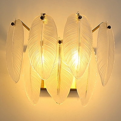 Glass and Metal Wall Mounted Light Fixture Modern 2 Lights Bedroom Flush Wall Sconce