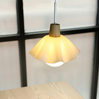 Globe 1 Light Wood Pendants Light Fixtures White Modern Hanging Ceiling Light for Living Room