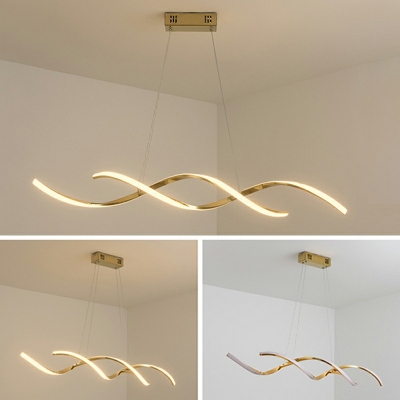 Gold LED Light Criss-Cross Chandelier Lighting Fixtures Modern Minimalist Island Ceiling Light for Dinning Room
