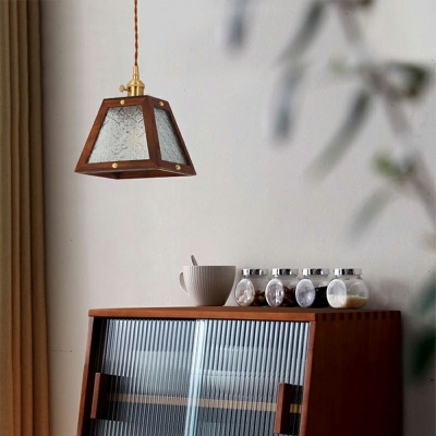 Modern Style LED Pendant Light Nordic Style Wood Glass Hanging Light for Bedside