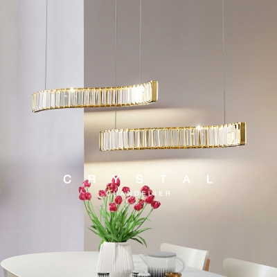 Nordic Style LED Pendant Light Modern Style Crystal Metal Warm Light Hanging Light for Dinning Room