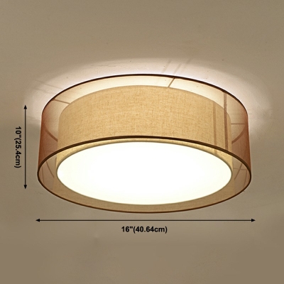 Traditional Style Flush Ceiling Light Fabric Lampshade Ceiling Light for Living Room