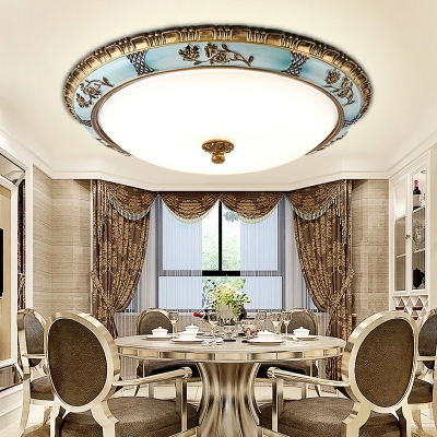 White Flushmount Round Shade Modern Style Glass Led Flush Light for Dining Room