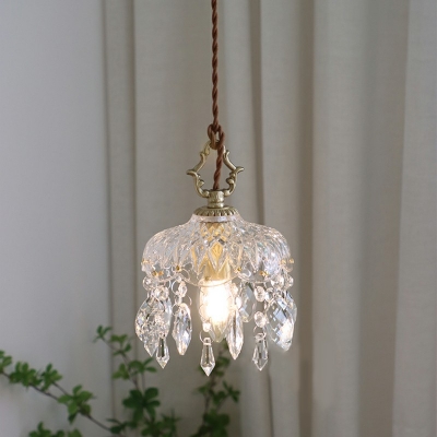 1 Light Glass Vintage Hanging Pendant Lamp Industrial Suspension Pendant for Bedroom