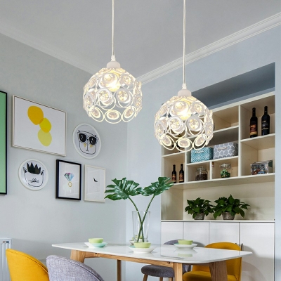 1 Light Globe Crystal Pendants Light Fixtures Dinning Room Modern Minimalist Hanging Ceiling Light