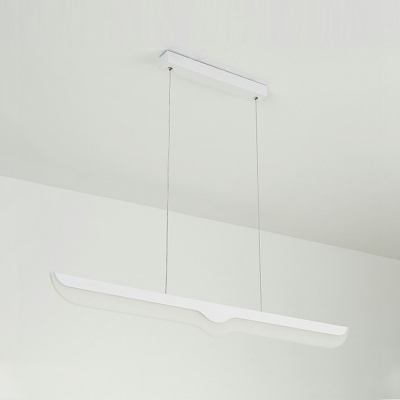 1-Light Hanging Lamp Kit Minimal Style Liner Shape Metal Island Chandelier