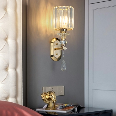 1-Light Sconce Light Modernist Style Cylinder Shape Metal Wall Mounted Lighting
