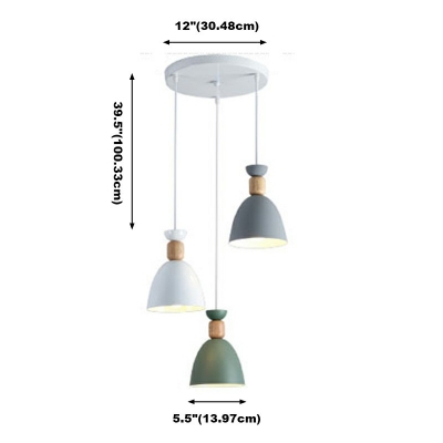 3-Light Down Lighting Pendant Minimalist Style Cone Shape Wood Ceiling Light