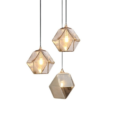 3-Light Pendant Lighting Fixtures Minimalist Style Geometry Shape Metal Suspension Light