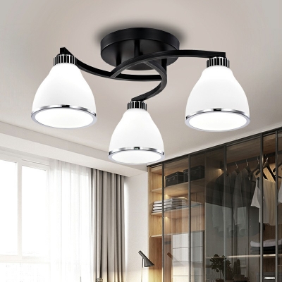 3-Light Semi Mount Lighting ​Traditional Style Cone Shape Metal Ceiling Light Fixtur