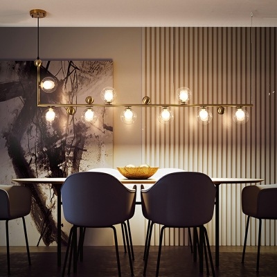 9-Light Chandelier Lighting Fixtures Minimalist Style Globe Shape Glass Hanging Ceiling Light