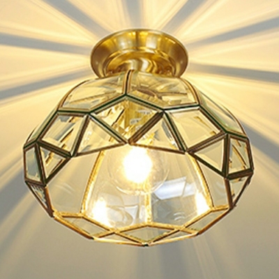 Creative Glass Colonial Style Semi-Flushmount Light for Corridor Hallway and Bedroom