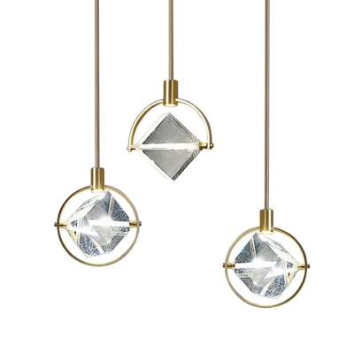Crystal 1 Light Brass Bedroom Pendants Light Fixtures Modern Elegant Hanging Ceiling Light for Bedroom