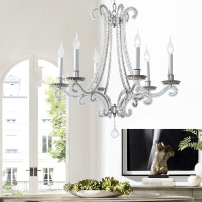 European Style Hanging Light Kit 6 Light Crystal Chandelier for Living Room Bedroom