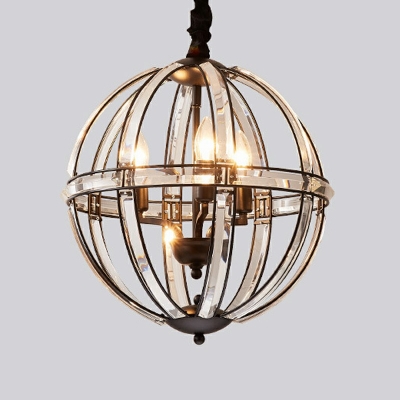 Globe Crystal 3 Lights Vintage Chandelier Lighting Fixtures Traditional Ceiling Chandelier for Living Room