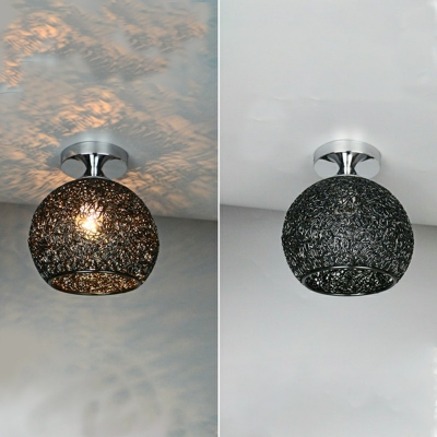 Metal Cage Semi Flush Mounted Ceiling Led Lights Globe Industrial Vintage Close to Ceiling Lighting