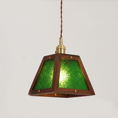 Modern Style LED Pendant Light Nordic Style Wood Glass Hanging Light for Bedside
