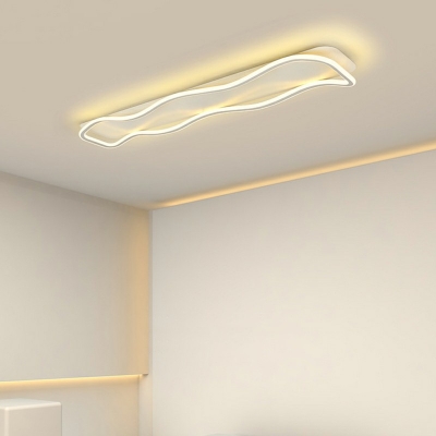 Modern Style Rectangle Ceiling Light Metal 1 Light Sconces in White