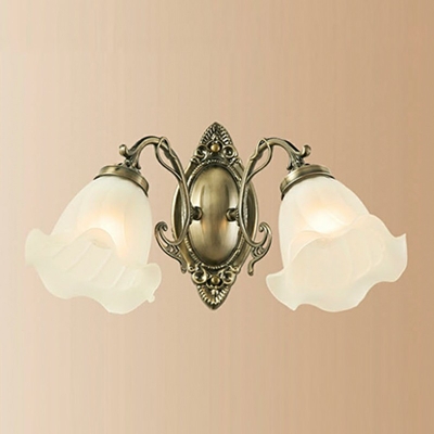 Traditional Wall Mounted Light Fixture American Vintage Glass and Metal Flush Wall Sconce for Living Room