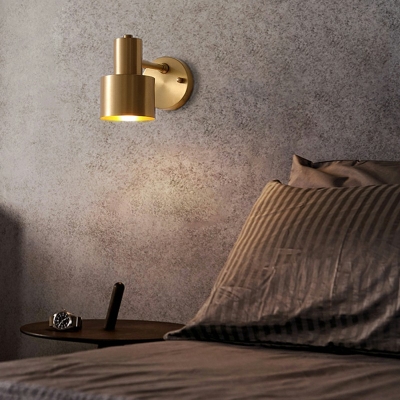 1 Light Brass Wall Mounted Light Fixture Industrial Vintage Living Room Flush Wall Sconce