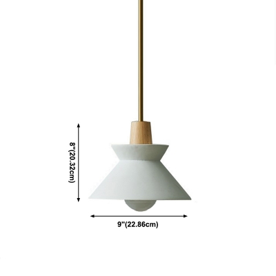1-Light Ceiling Pendant Lamp Minimalist Style Tapered Shape Wood Hanging Fixture
